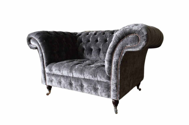 Design Chesterfield tessuto divano poltrona 1,5 posti imbottita lounge nuovo
