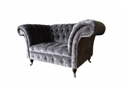 Design Chesterfield tessuto divano poltrona 1,5 posti imbottita lounge nuovo