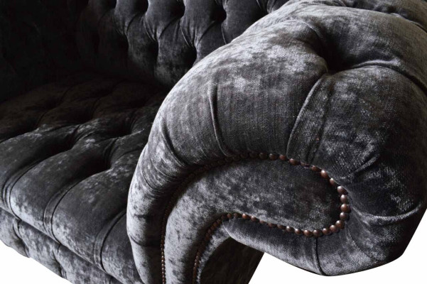 Design Chesterfield tessuto divano poltrona 1,5 posti imbottita lounge nuovo