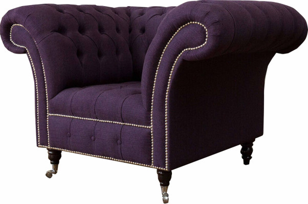 Poltrona monoposto di lusso 1 posto Design tessuto viola Chesterfield
