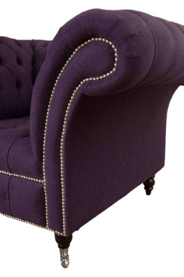 Poltrona monoposto di lusso 1 posto Design tessuto viola Chesterfield