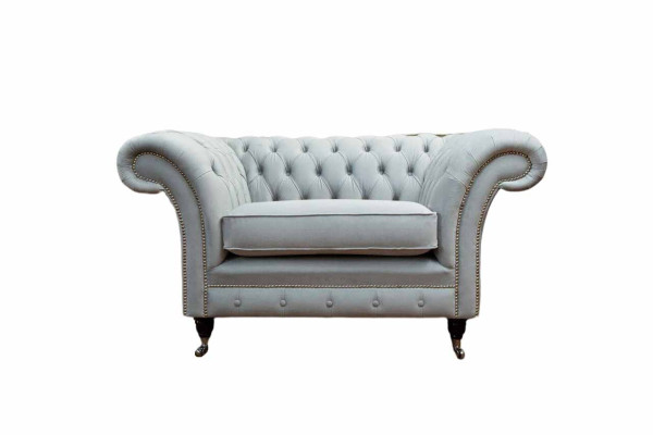 Poltrone Divano Rivestimento Tessuto Chesterfield Sofa Monoposto Grigio