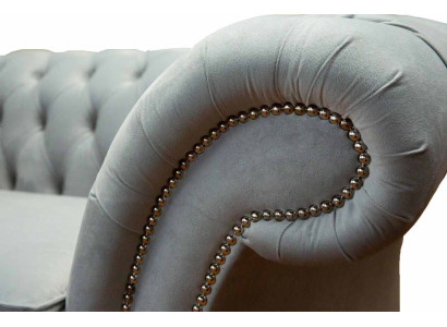 Poltrone Divano Rivestimento Tessuto Chesterfield Sofa Monoposto Grigio