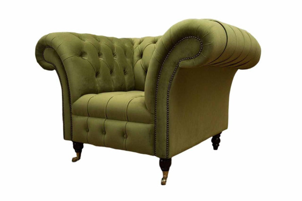 Chesterfield Design Poltrona Divano Imbottito Tessuto di Lusso Divani Monoposto