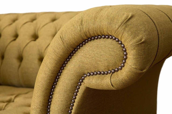 Chesterfield poltrona design divano divano marrone tessuto mobili nuovi