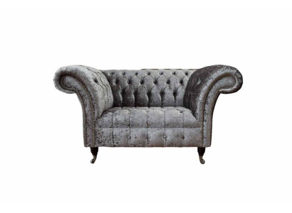 Chesterfield poltrona design divano divano Chesterfield tessuto argento.