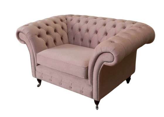 Chesterfield Poltrona design rosa, lussuoso tessuto, divano monoposto.