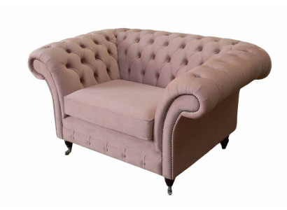 Chesterfield Poltrona design rosa, lussuoso tessuto, divano monoposto.