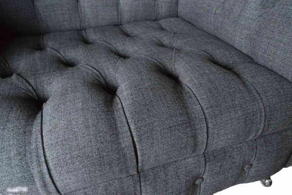 Chesterfield Design Poltrona Grigia in Tessuto di Lusso Cuscini Divano Monoposto