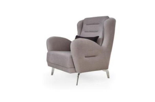 Sofà di lusso 3 posti con 3 posti, poltrona, tessuto grigio, moderno.