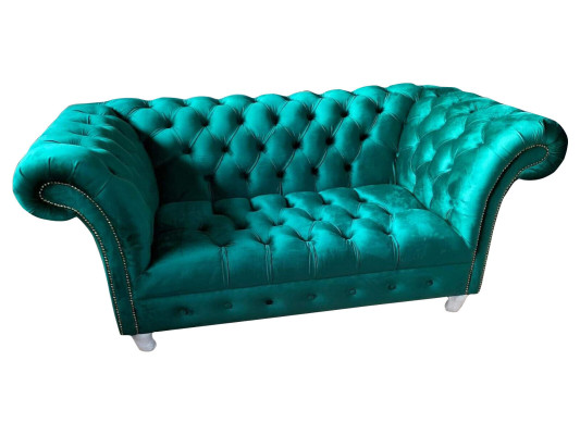 Chesterfield divano di lusso 2 posti in tessuto Blu Divani Verde divani