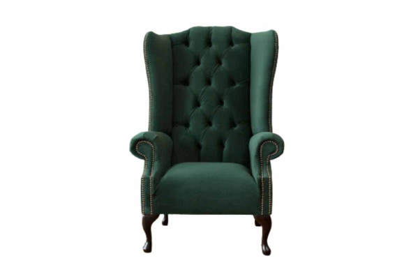Chesterfield Design Poltrona imbottita in tessuto di lusso divani Poltrona con le ali.