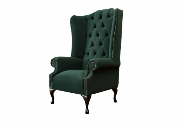 Chesterfield Design Poltrona imbottita in tessuto di lusso divani Poltrona con le ali.