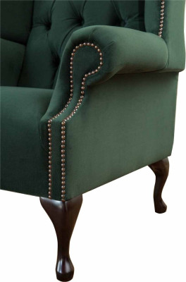 Chesterfield Design Poltrona imbottita in tessuto di lusso divani Poltrona con le ali.