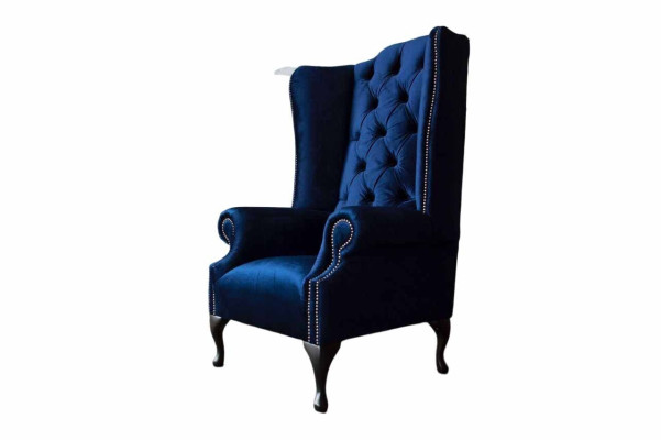 Poltrona Chesterfield Chesterfield Divano Sofa Divano Rivestimento 1 Posto in Tessuto Blu