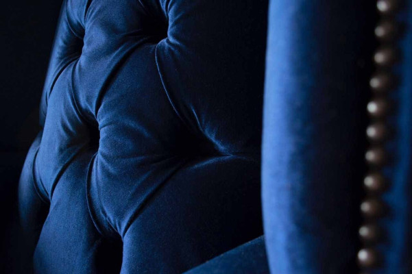 Poltrona Chesterfield Chesterfield Divano Sofa Divano Rivestimento 1 Posto in Tessuto Blu