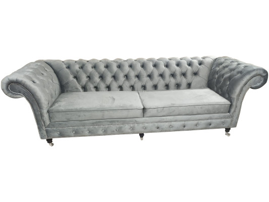 Divano Chesterfield 3 posti in tessuto stoffa divani divani imbottiti 230cm.