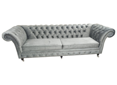 Divano Chesterfield 3 posti in tessuto stoffa divani divani imbottiti 230cm.