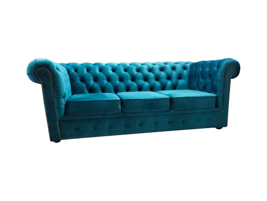 Divano Chesterfield 3 posti in tessuto blu divani moderni