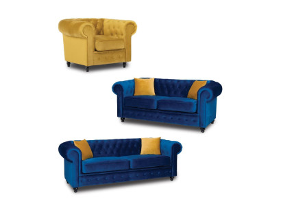 Chesterfield set di divani mobili soggiorno arredamento 3+2+1 posti