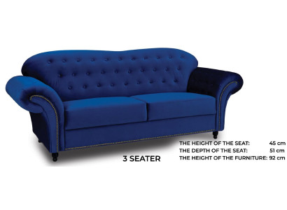 Tre posti divano in tessuto Blu divano imbottito Mobili Arredamenti Divani Sofà