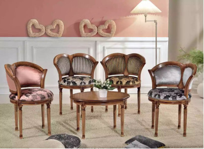 Set soggiorno tavolino sedie design set mobili classici 5 pezzi