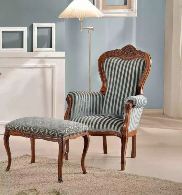 Sedia classica da soggiorno, monoposto, design, imbottita, in stoffa