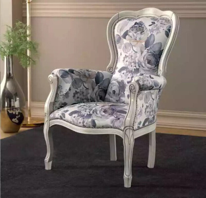 Sedia classica poltrona poltrona imbottita in tessuto design soggiorno