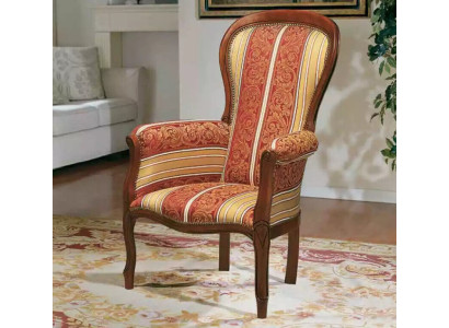 Poltrona classica in tessuto imbottito di lusso con struttura in legno nuova.