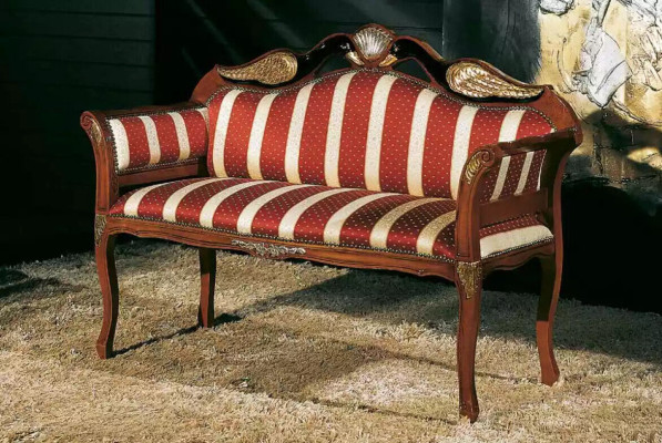 Panca classica imbottita in stile barocco, divano a due posti