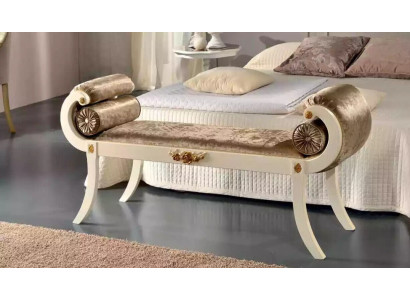 Banchina imbottita beige classica panche sedie mobili da designer in legno.