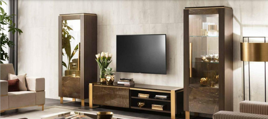 Set di mobili da soggiorno Designer Soggiorno Credenza 2x Vetrina 3 pezzi.