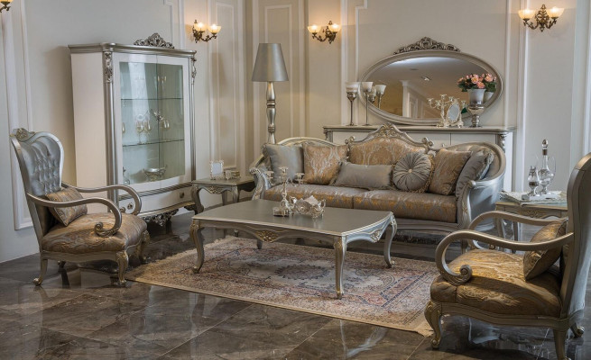 Sedia Chesterfield in argento stile francese, poltrona in legno ad una piazza.