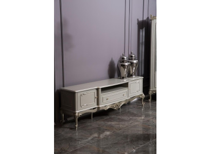 Mobile porta TV di lusso con ante in legno in stile sideboard e parete televisiva.