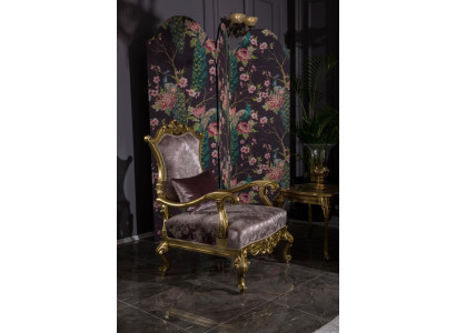 Poltrona monoposto di lusso 1 posto seduta imbottita barocca in tessuto stile Art déco