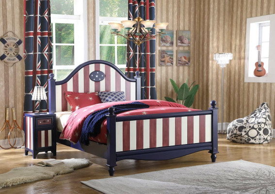 Letto comodino 3 pezzi. Set camera da letto Design American Stile. Letti di lusso gruppo.