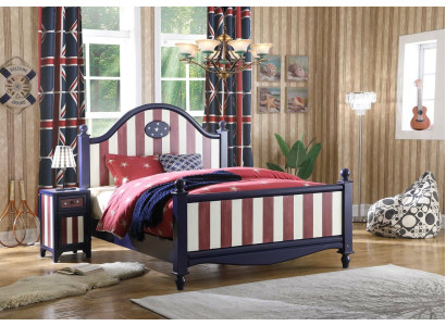 Letto comodino 3 pezzi. Set camera da letto Design American Stile. Letti di lusso gruppo.