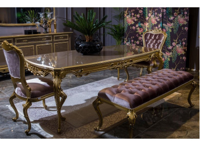 Set da pranzo Tavolo da pranzo Classico in vero legno di lusso 4 pezzi Set di sedie Gruppo