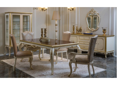 Design set da pranzo 8 pezzi tavolo sedia cassettiera vetrina specchi tavoli legno