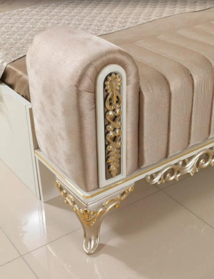 Set da camera da letto con letto 2 comodini design lusso nuovo 5 pezzi bianco