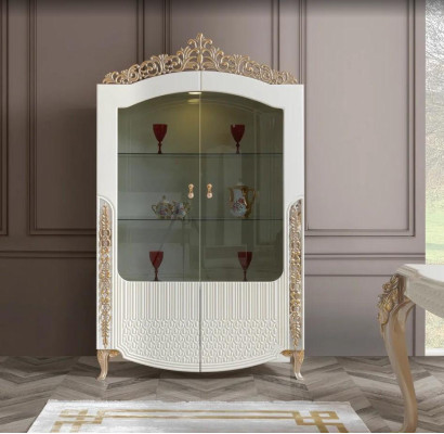 Vetrina scaffale da terra nuovo Soggiorno Design Mobili moderni Legno/Vetro Bianco