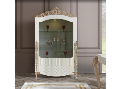 Vetrina scaffale da terra nuovo Soggiorno Design Mobili moderni Legno/Vetro Bianco