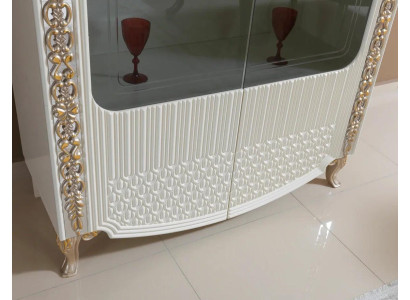 Vetrina scaffale da terra nuovo Soggiorno Design Mobili moderni Legno/Vetro Bianco