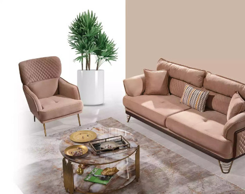 Divano marrone set lusso 3+3+1 posti Salotto Mobili Divani Poltrone