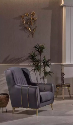 Moderno set di divani imbottiti, divani 3 + 3 + 1 posti in legno.