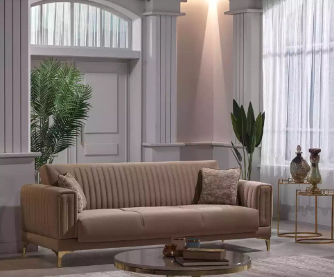 Beige set di divani imbottiti designer 3+1+1 divani poltrone 3 pezzi