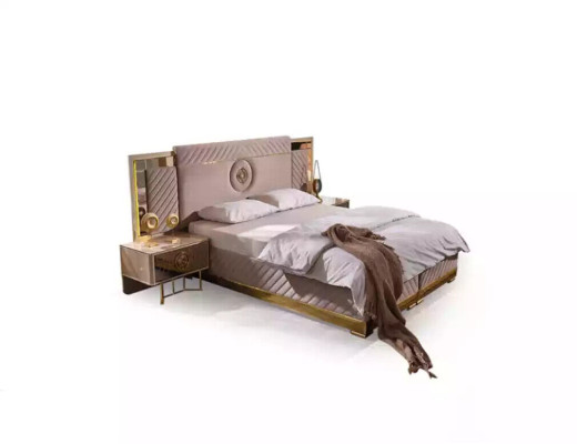 Letto di lusso con 2 comodini set letti nuovo set camera da letto matrimoniale 3 pezzi