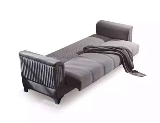 Divano grigio di lusso a 3 posti per il salotto, divano imbottito per il soggiorno.