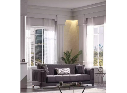 Divano grigio di lusso a 3 posti per il salotto, divano imbottito per il soggiorno.