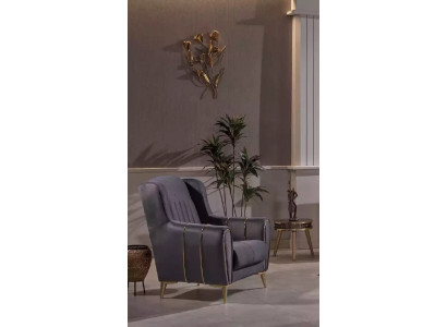 Sedia in acciaio inossidabile grigio Moderna poltrona di lusso a sedile singolo da club